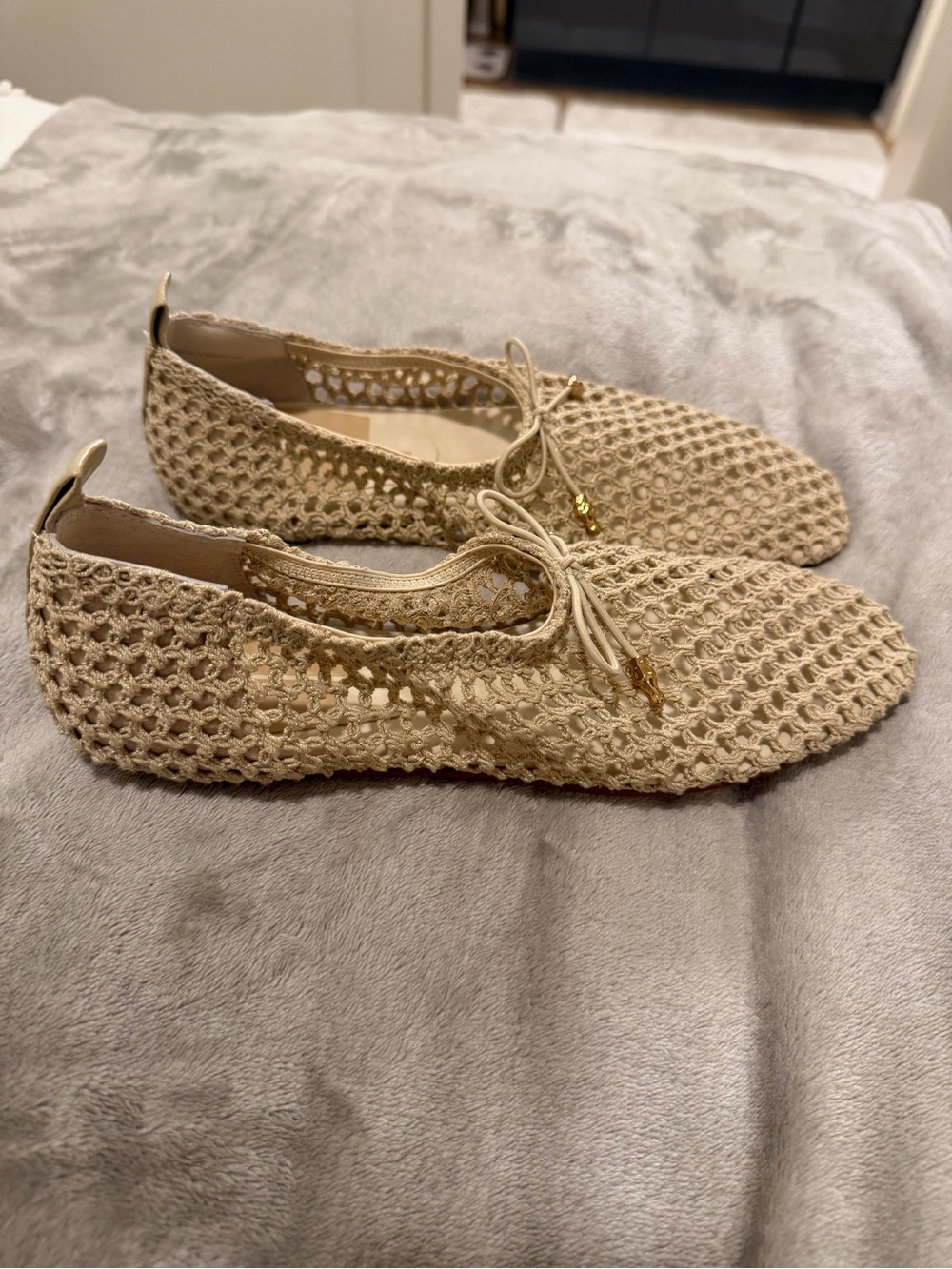 Dolce Vita Cream Kaylyn Crochet Ballet Flats with Bow - Picture 4 of 7